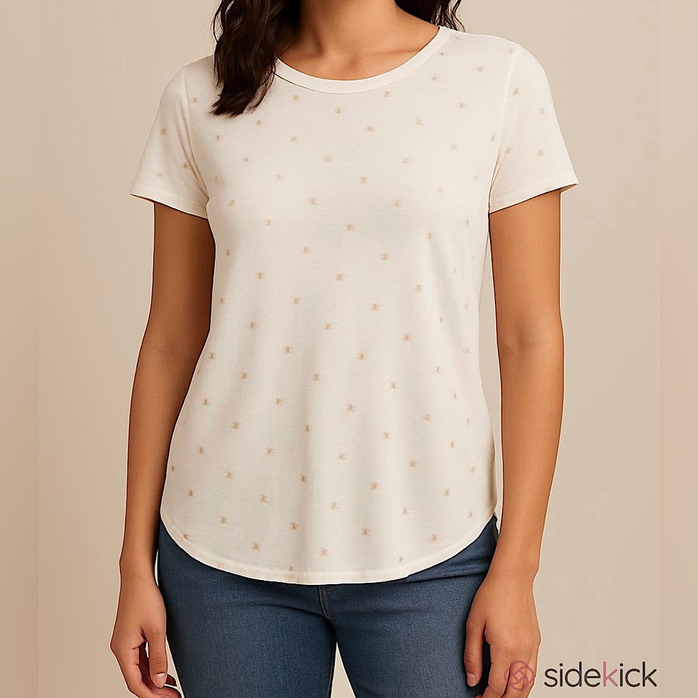 Gap Luxe Cream Gold Star Print SZ S Boho Coastal Celestial Festival Everyday Top